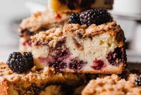 Tangy Sour Cream Blackberry Coffee Cake
