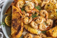 Garlic and Herb Shrimp atop Cloud-Like Feta