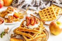 Nutty Brown Butter Waffles with Warm Cinnamon Apples
