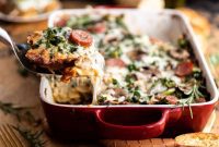 Aromatic Roasted Garlic Sausage Lasagna with Leafy Kale and Umami Mushrooms
