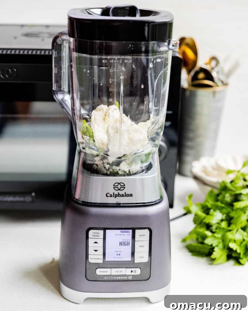 whipped ricotta in a blender
