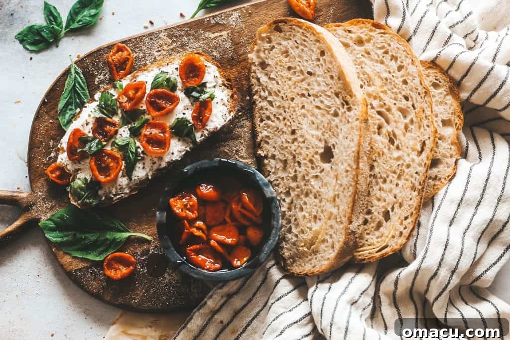 sliced bread with tomatoes