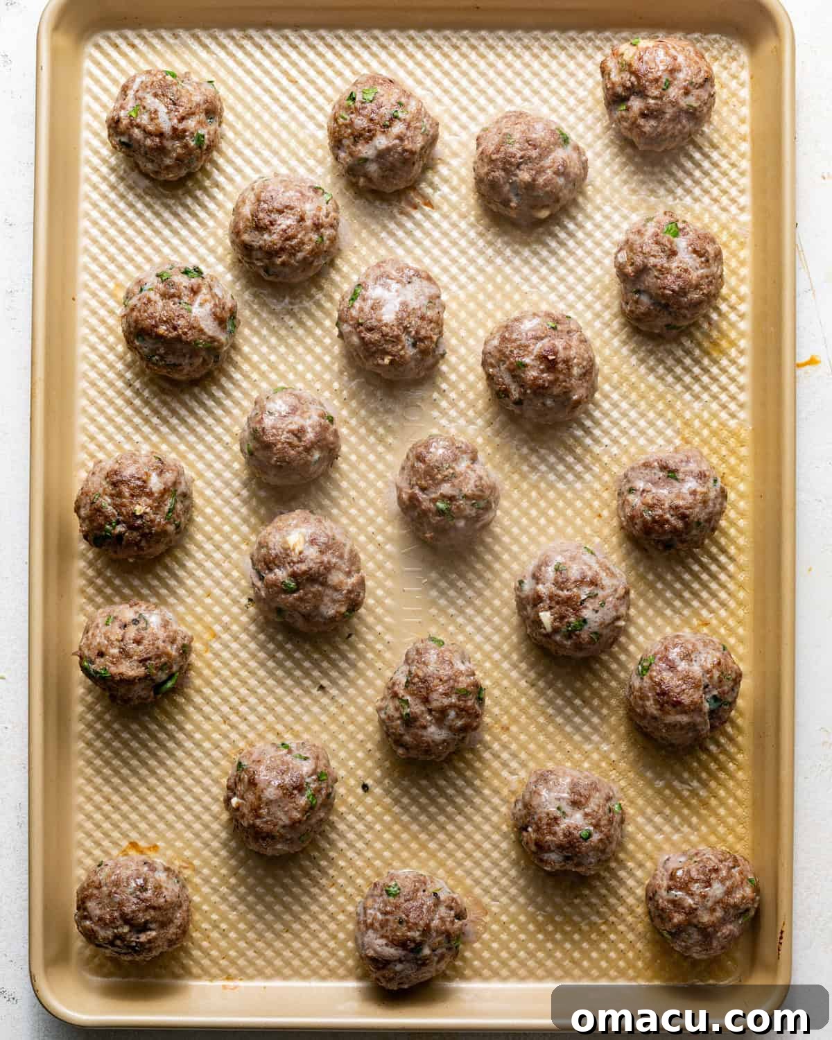 meatballs on a baking tray. 