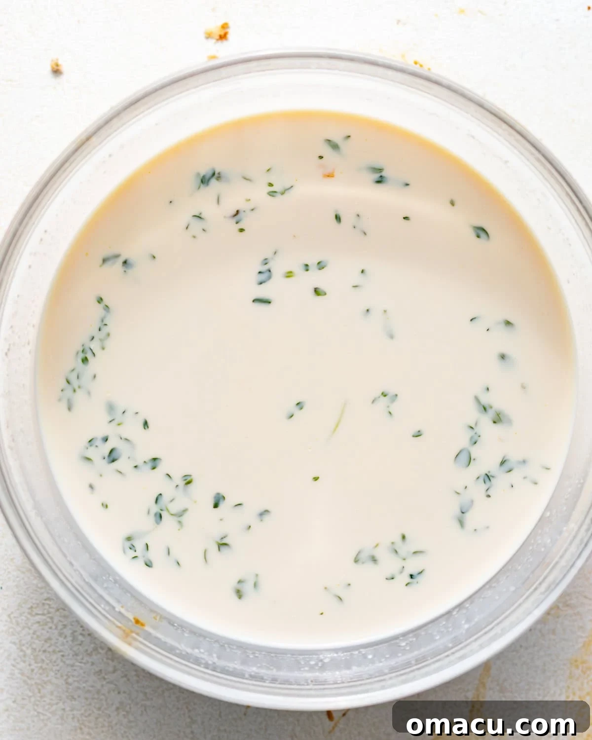 gravy ingredients whisked together in a bowl. 
