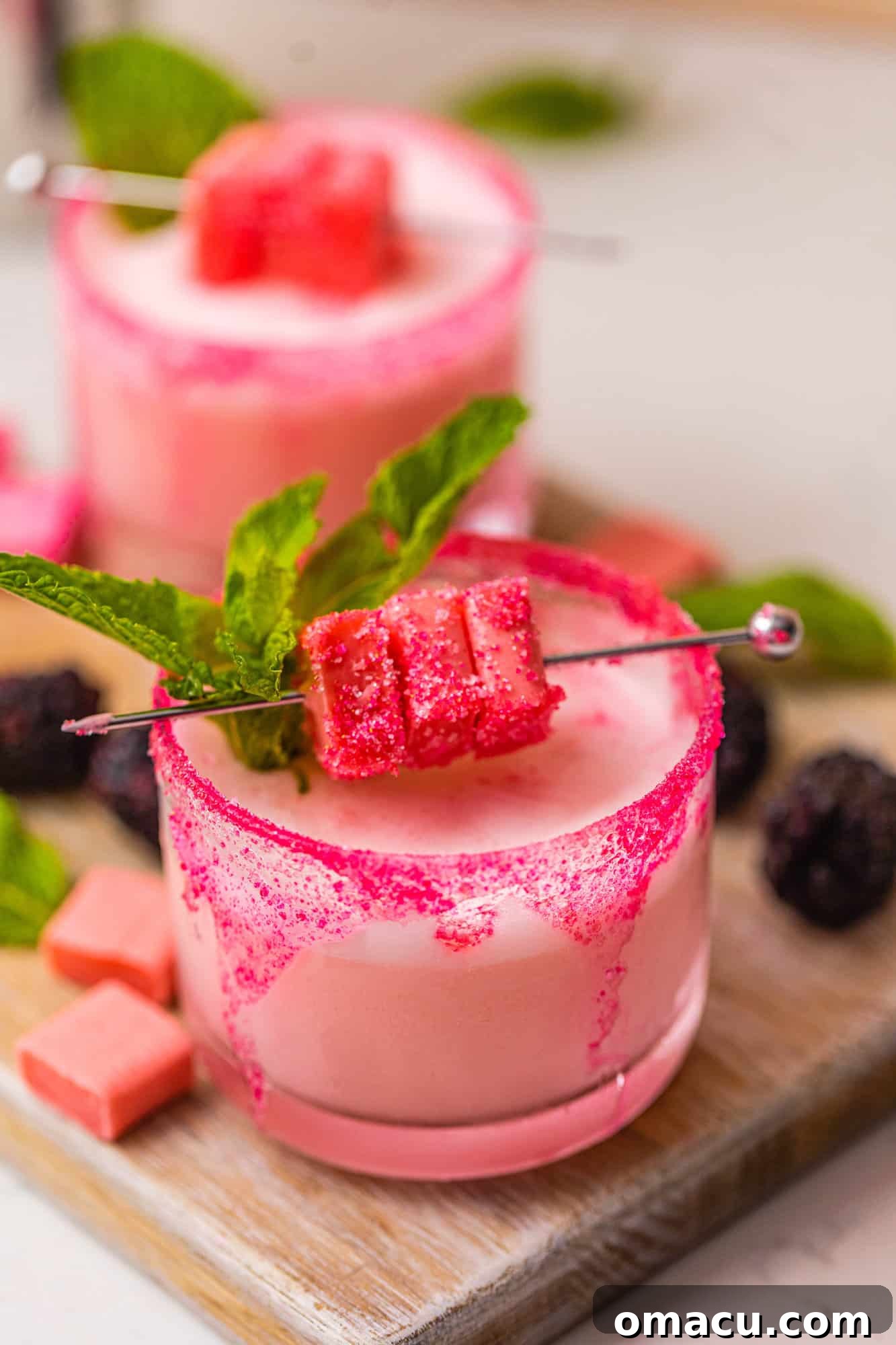 Two perfectly poured Starburst shots, ready for serving.