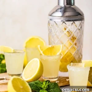 lemon drop shot on a serving board.