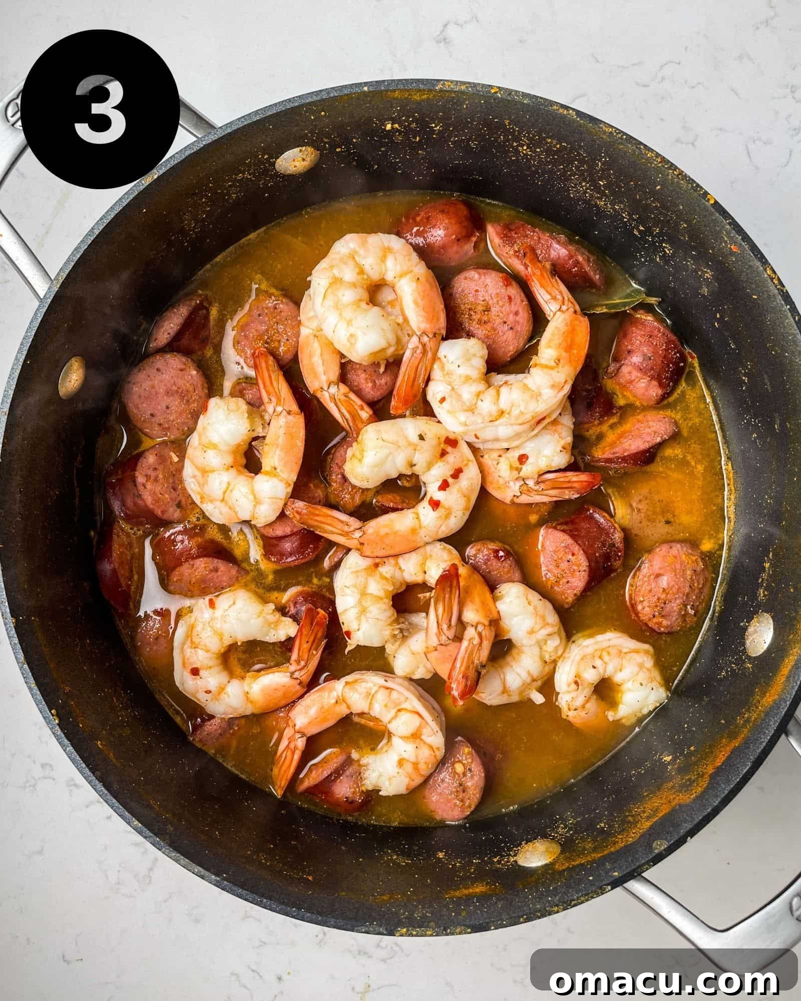 shrimp boil in a large pot.