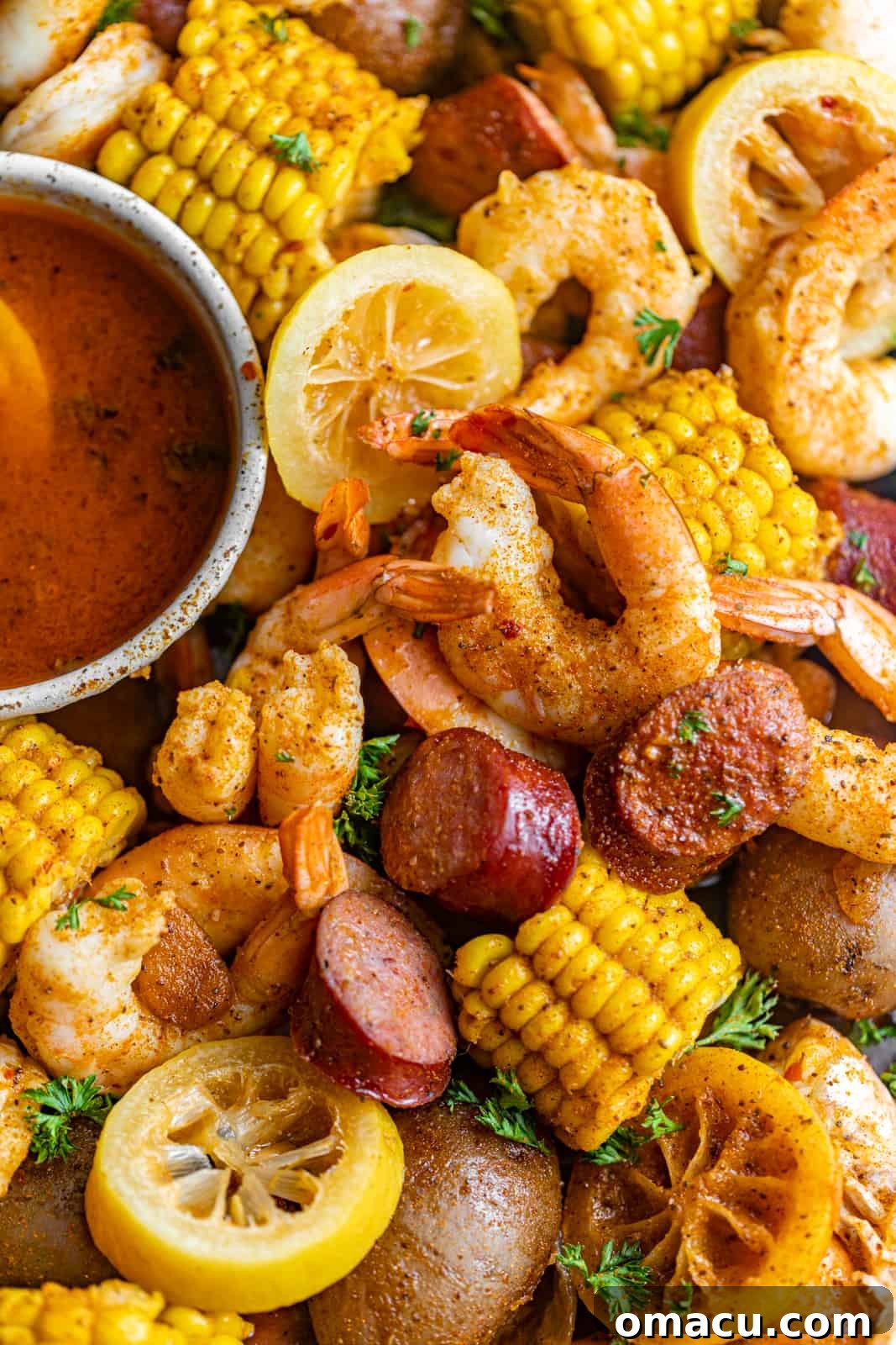 old bay shrimp boil on top of newpaper.