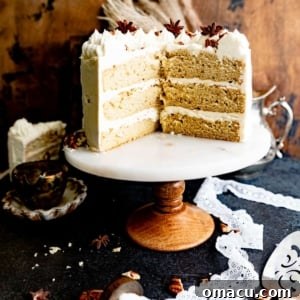 A small image of the completed cardamom cake, showcasing its beautiful layers and frosting.