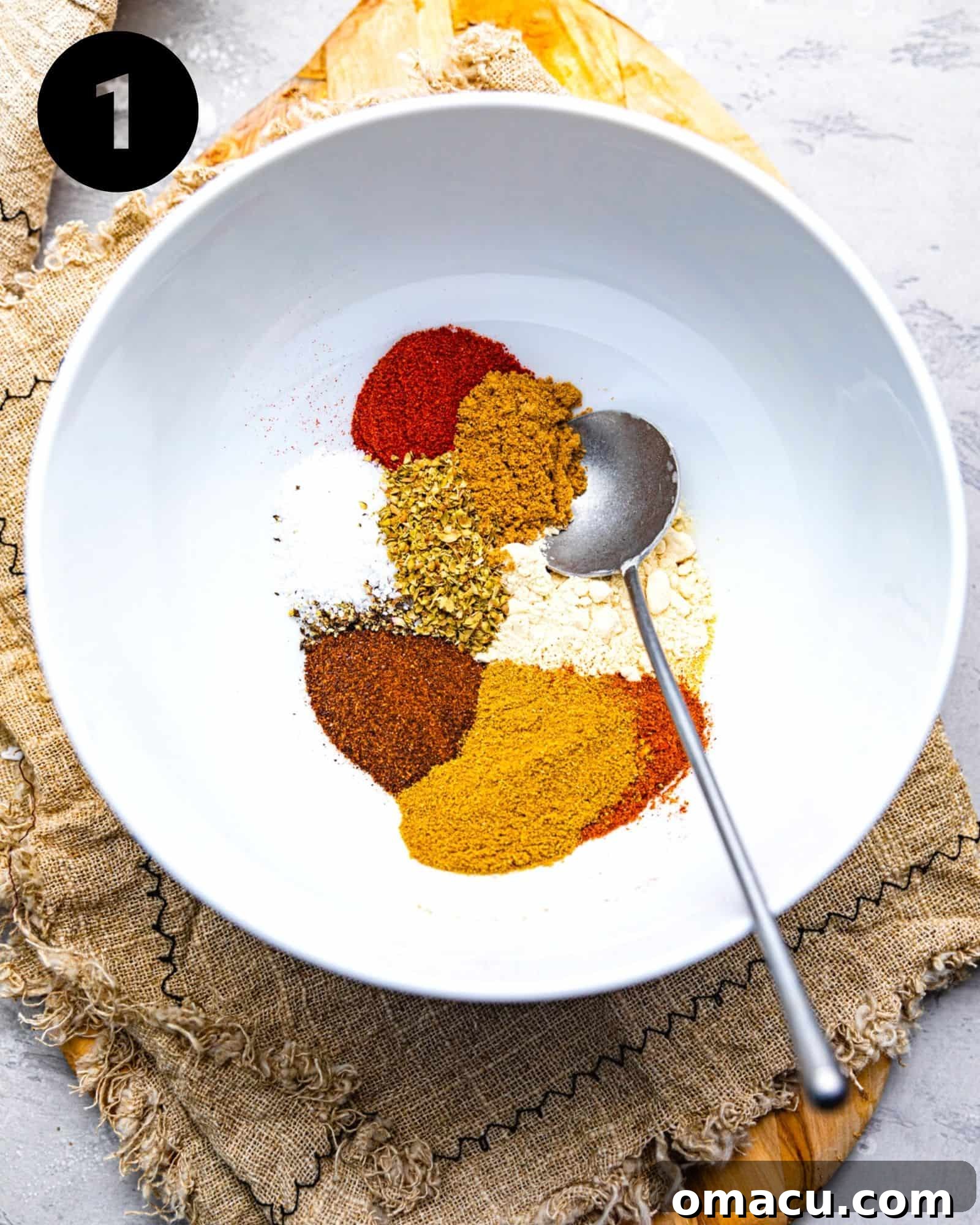 chicken taco seasonings in a bowl.