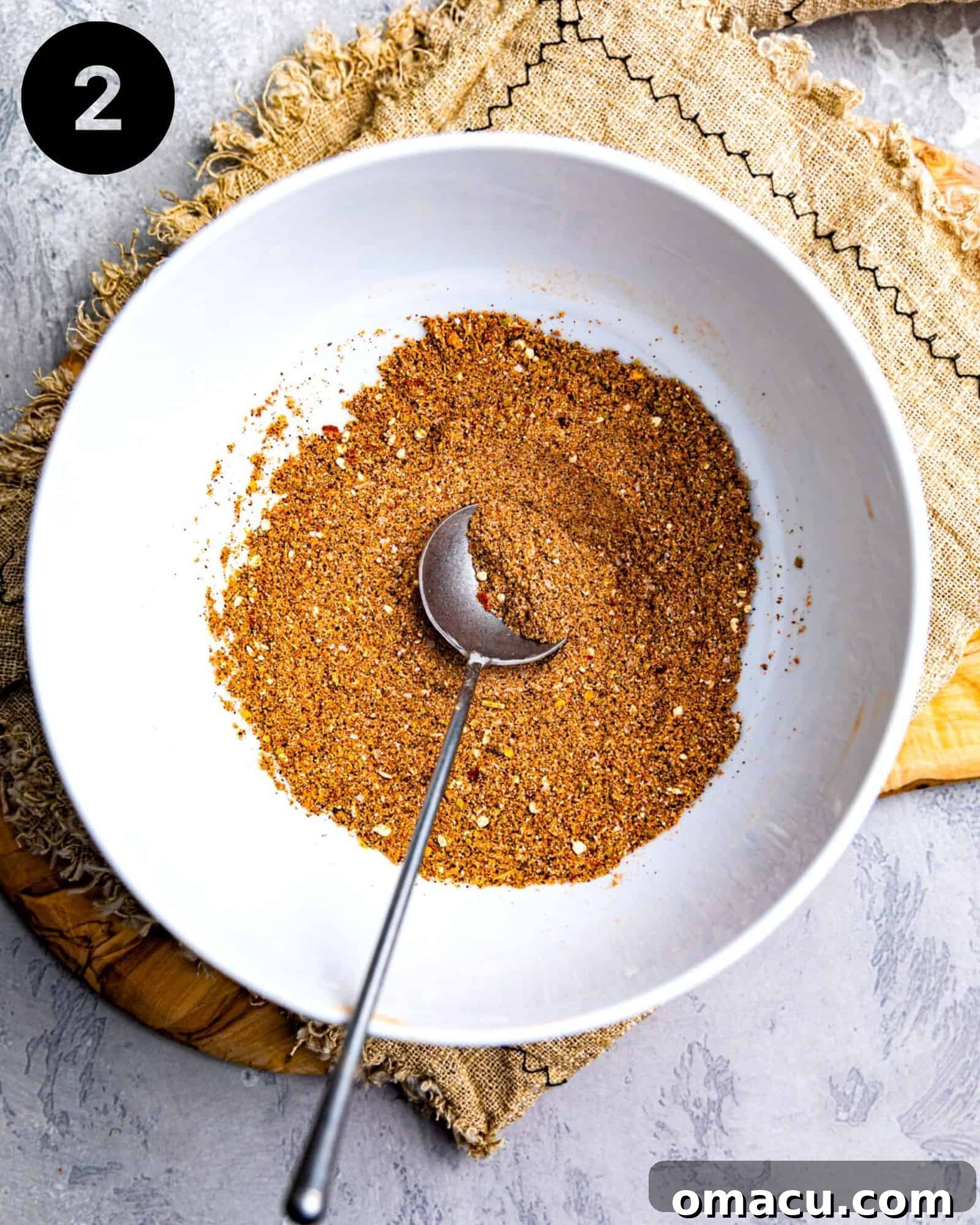 seasonings mixed together in a bowl to make the chicken taco seasoning.