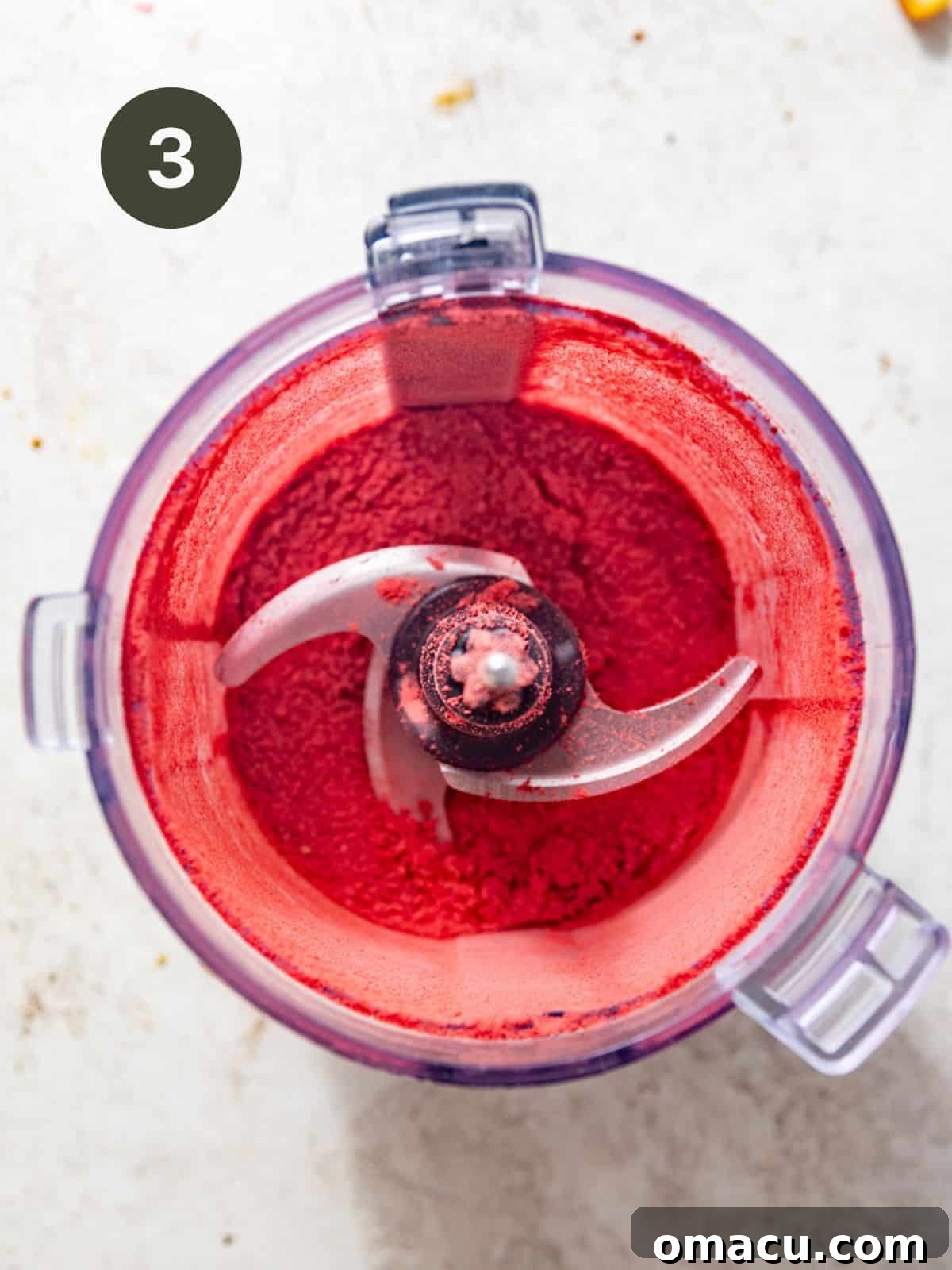 freeze dried strawberries in a food processor blended into a powder.