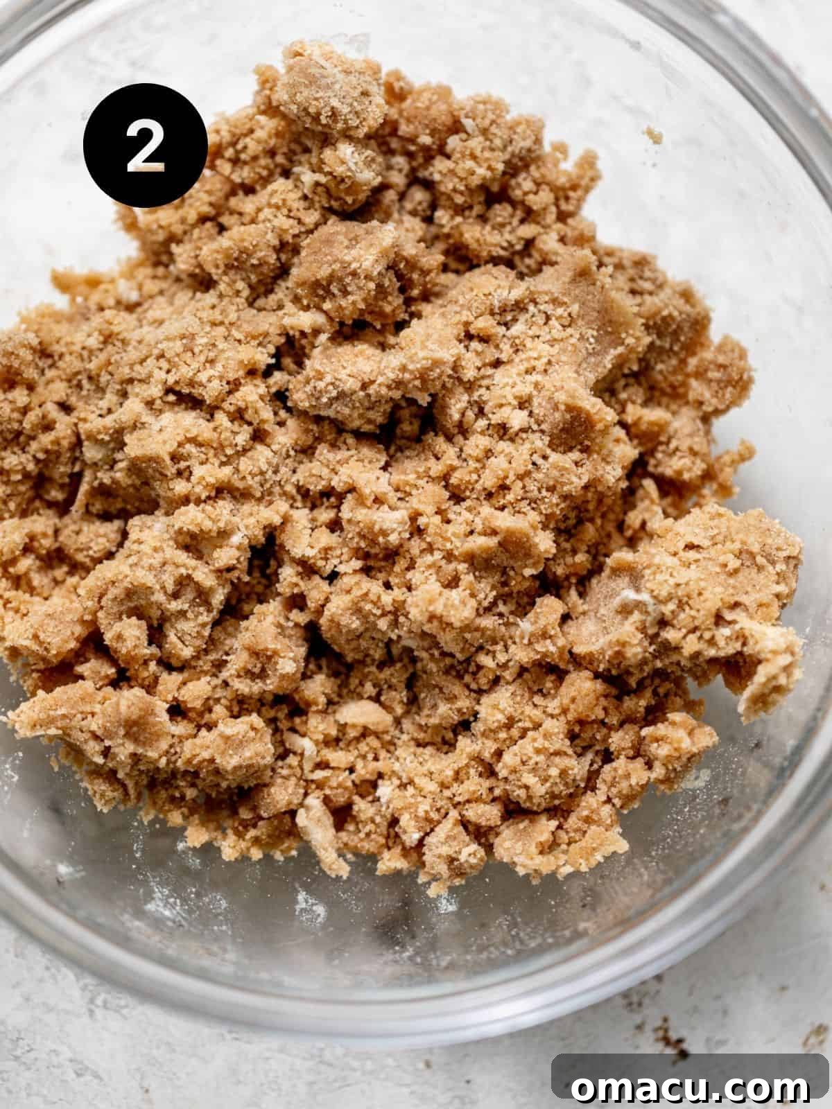 cinnamon streusel ingredients combined in a mixing bowl. 