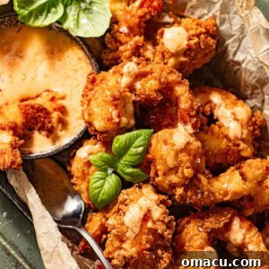 Golden-brown crispy Bang Bang Shrimp, ready to be served and enjoyed.