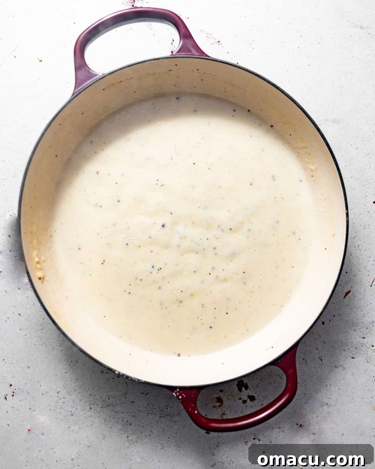 bechamel sauce in a pot. 
