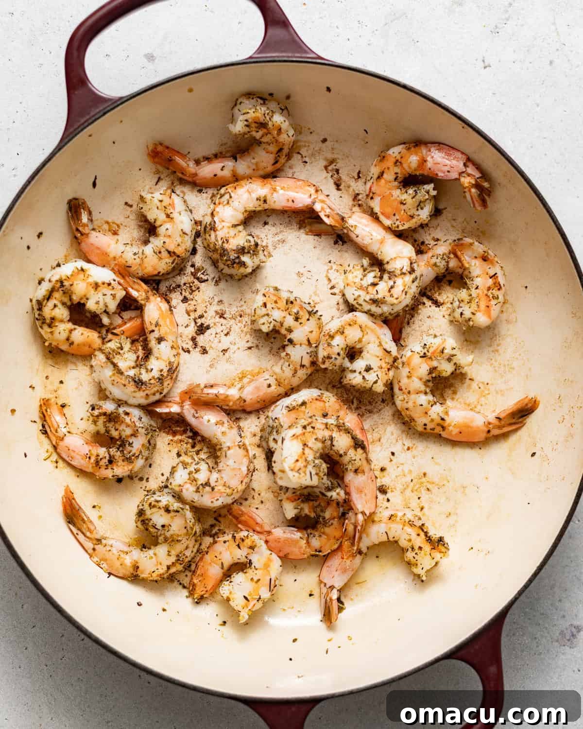 cooked shrimp in a skillet.
