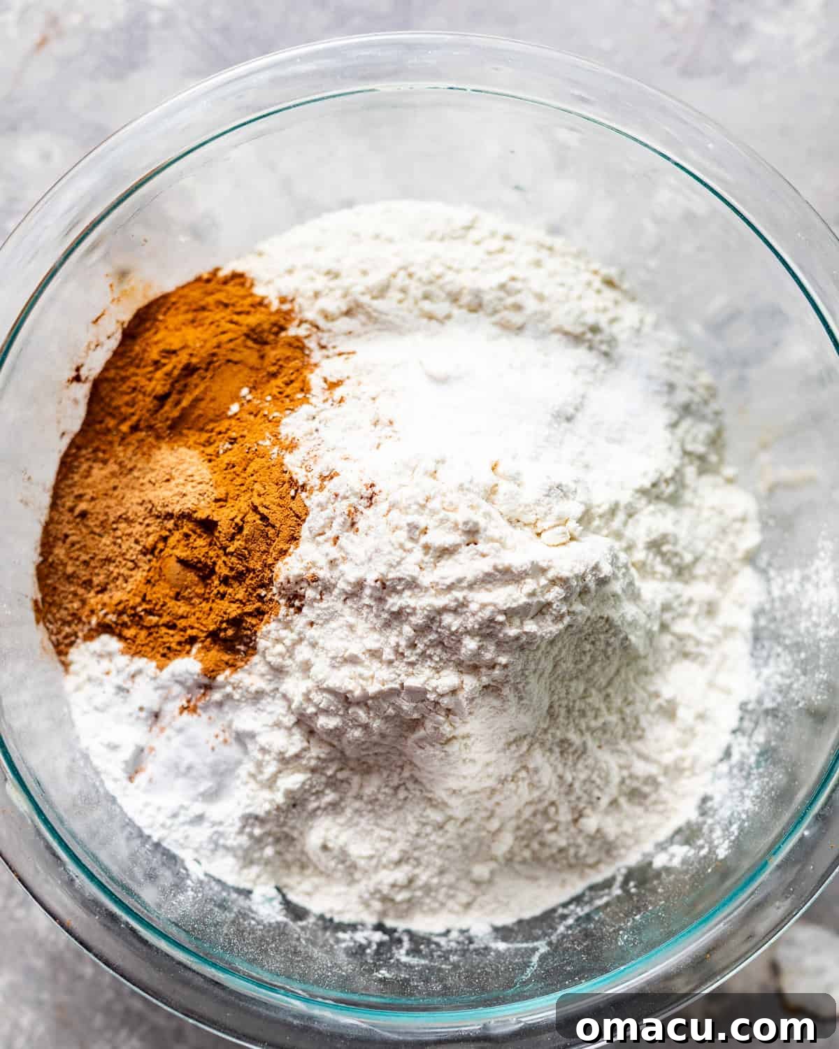 dry ingredients whisked together in a bowl. 