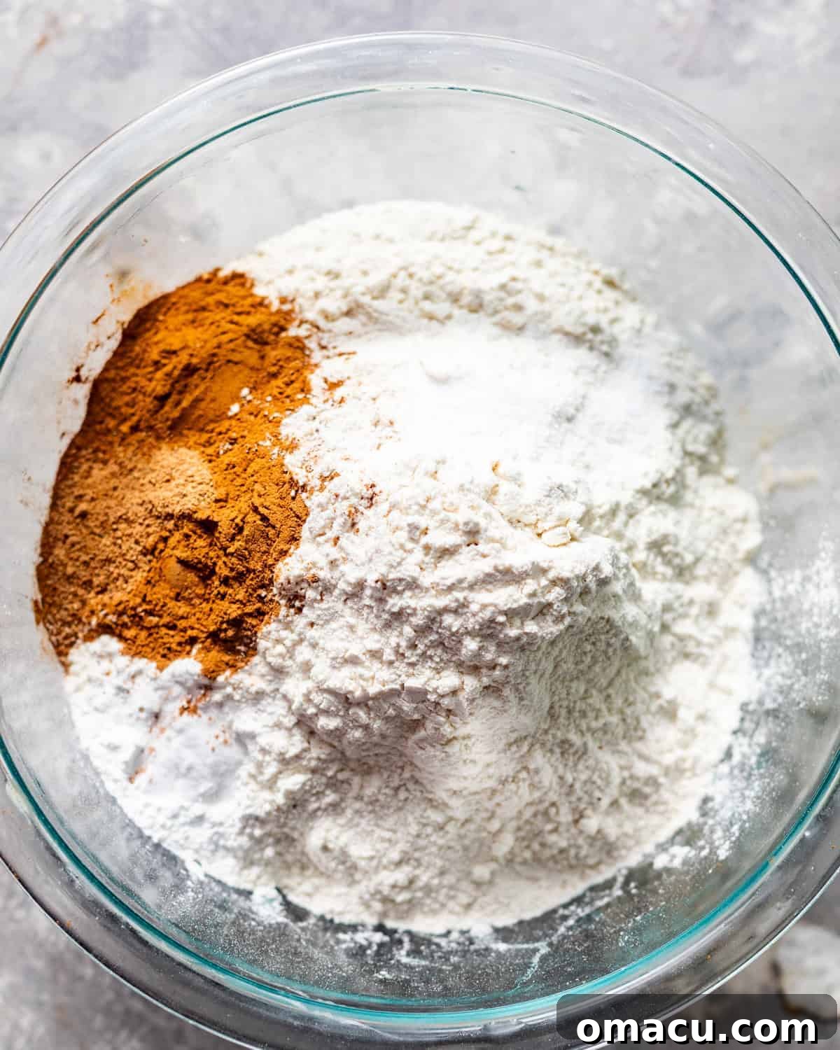 dry ingredients whisked together in a bowl. 