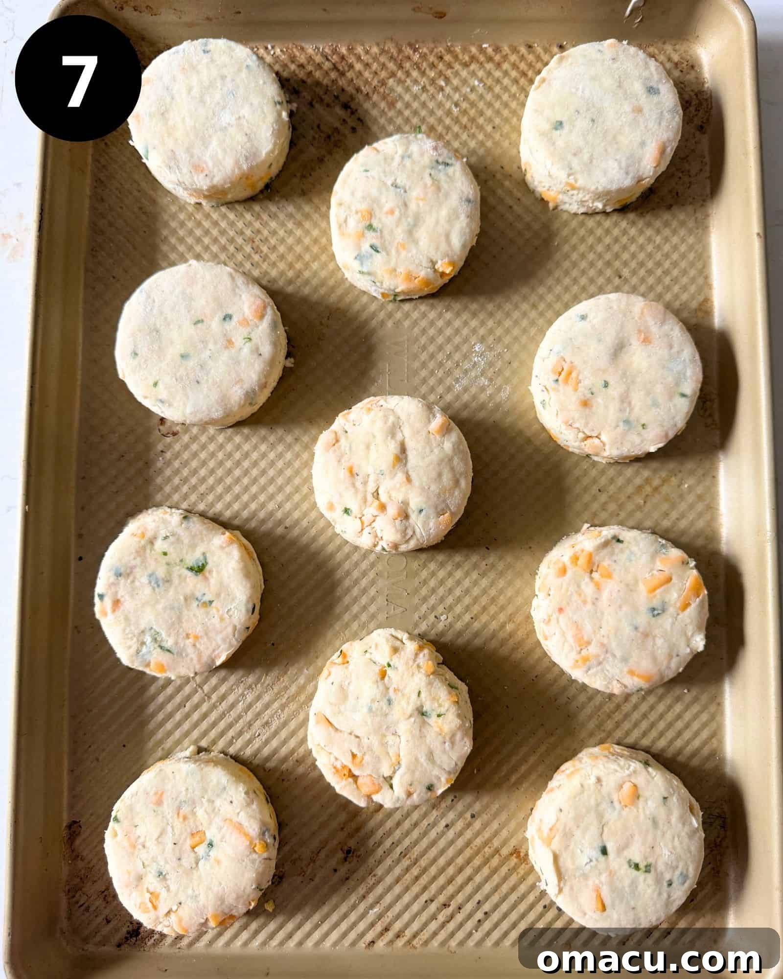 biscuits on a baking sheet.