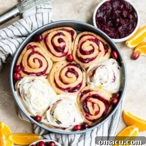 Finished Cranberry Cinnamon Rolls with Orange Glaze