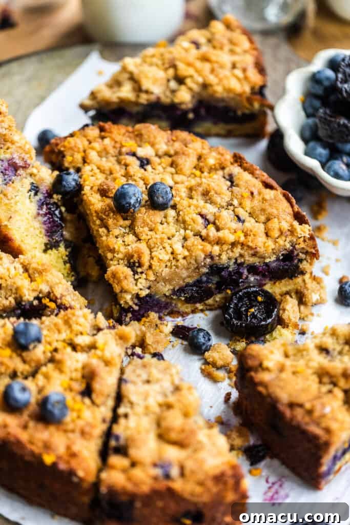 a rustic close-up of the blueberry prune buckle, ready to be served