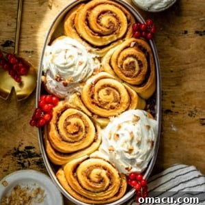 Maple Bacon Cinnamon Rolls in a serving dish