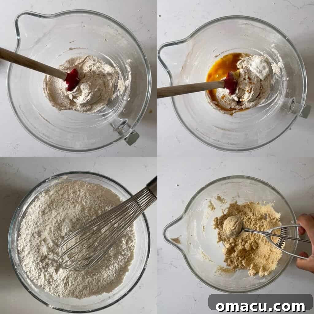 A visual guide showing steps 1-4 for making brown butter sugar cookies