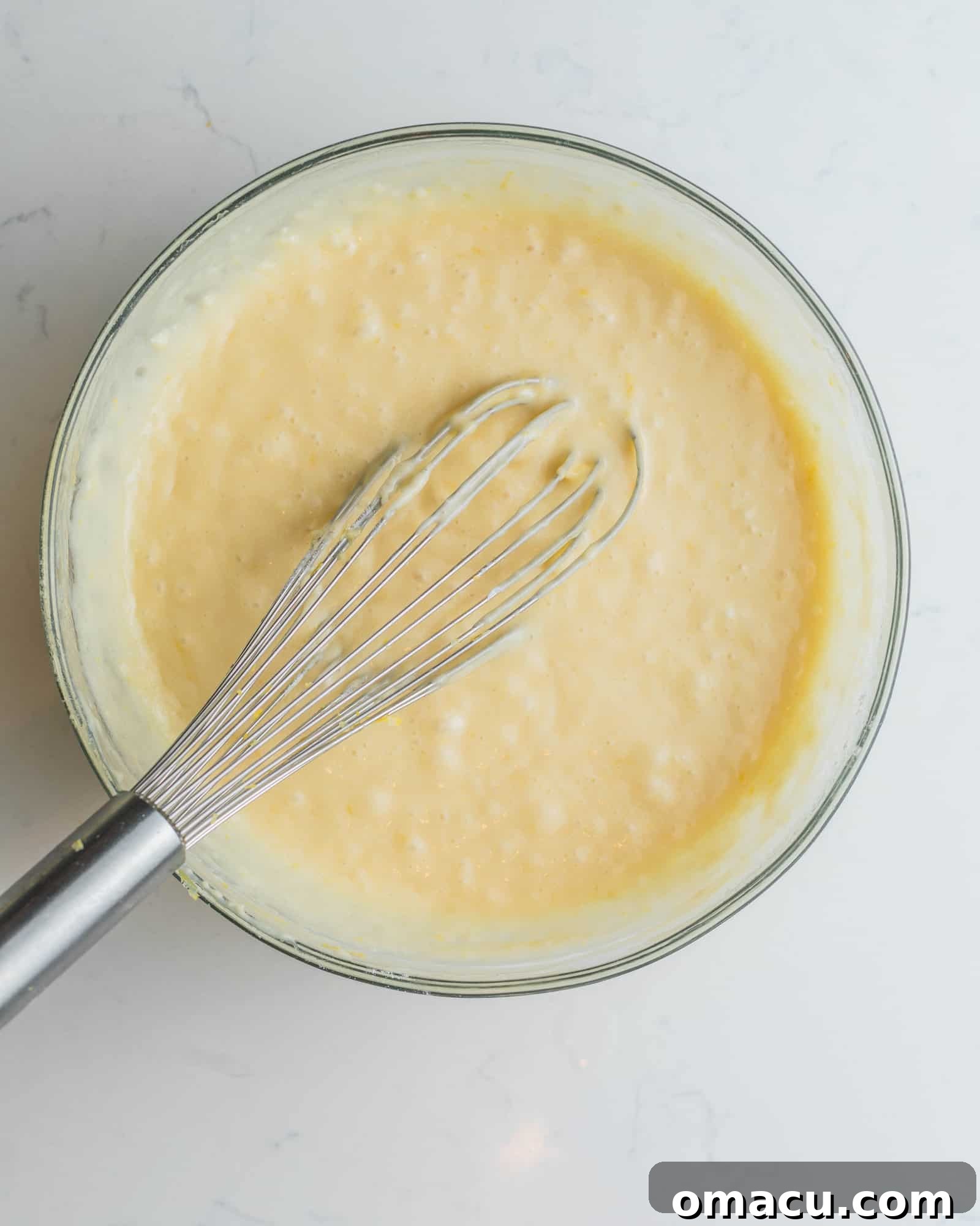 finished cupcake batter in a large mixing bowl