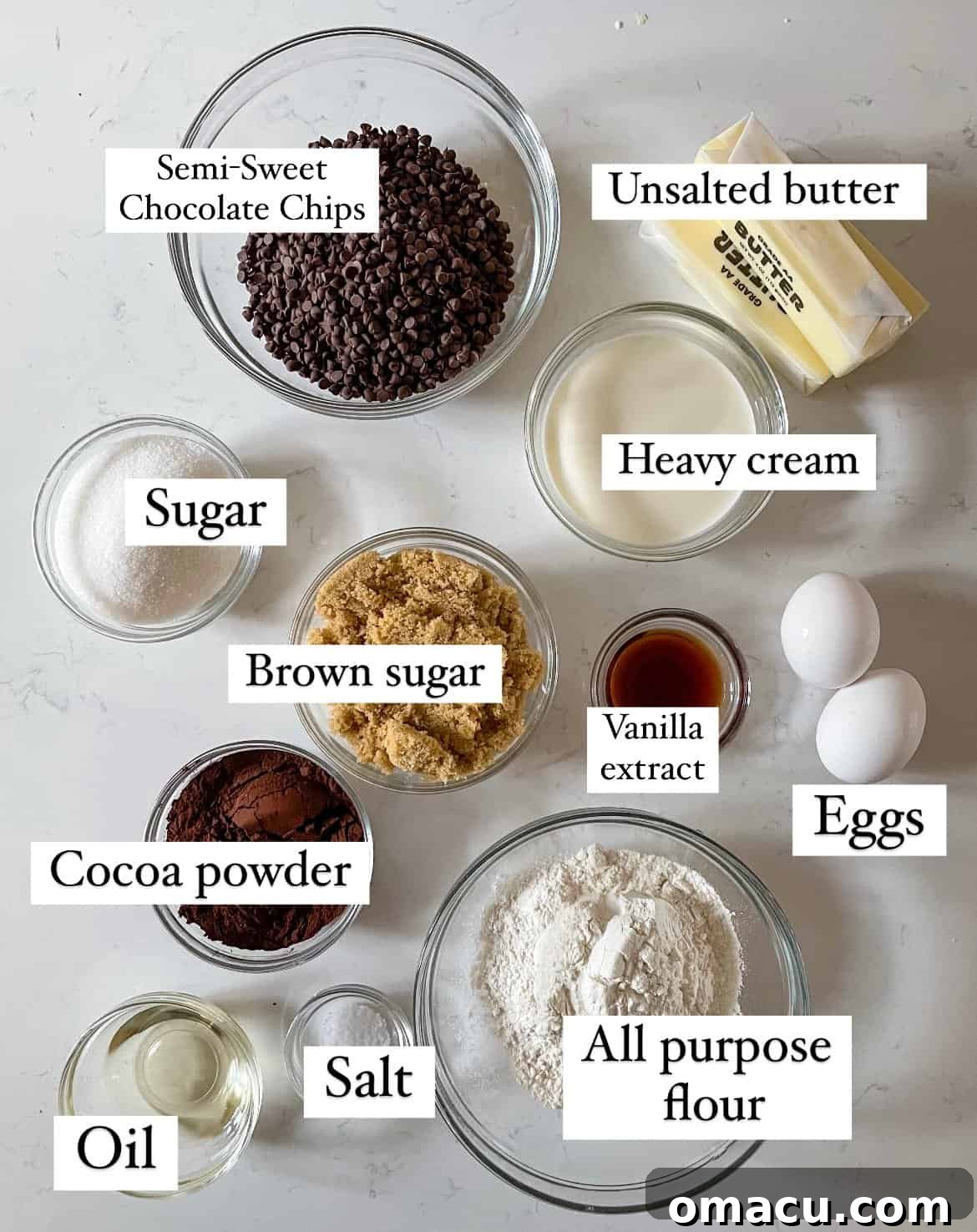 list of ingredients used to make cookie dough brownies
