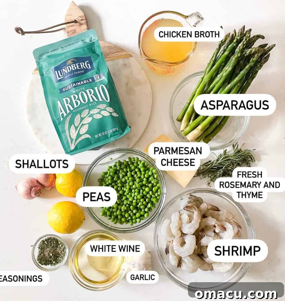 A photo of the ingredients needed to make spring risotto