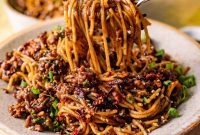 Hearty Mongolian Ground Beef Noodles