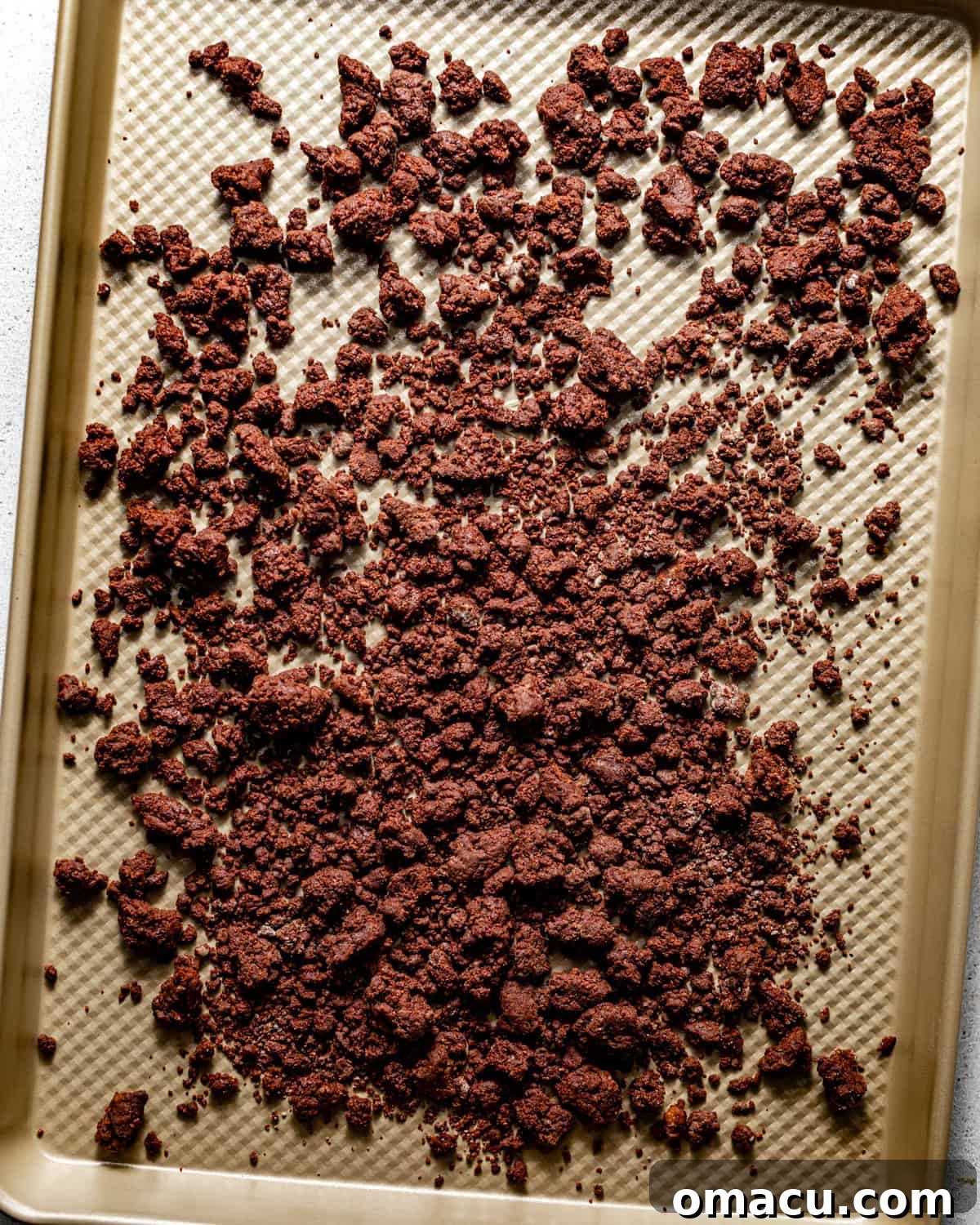 crumble topping on a baking sheet.