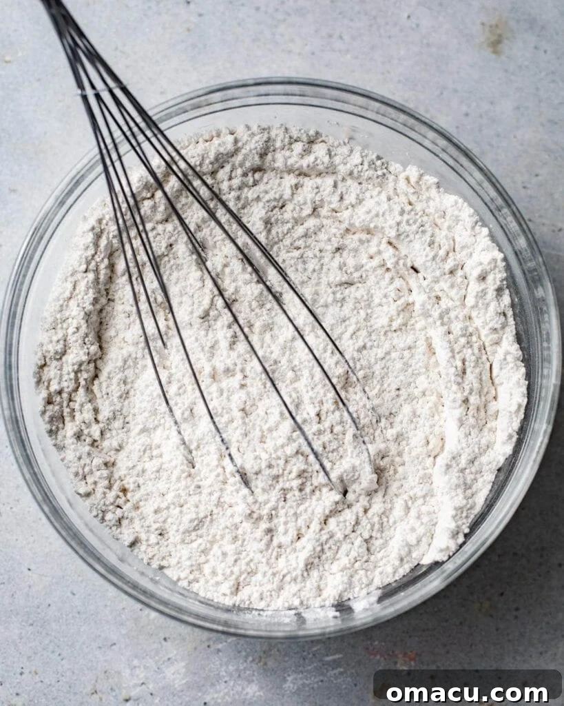 dry ingredients whisked together in a bowl.