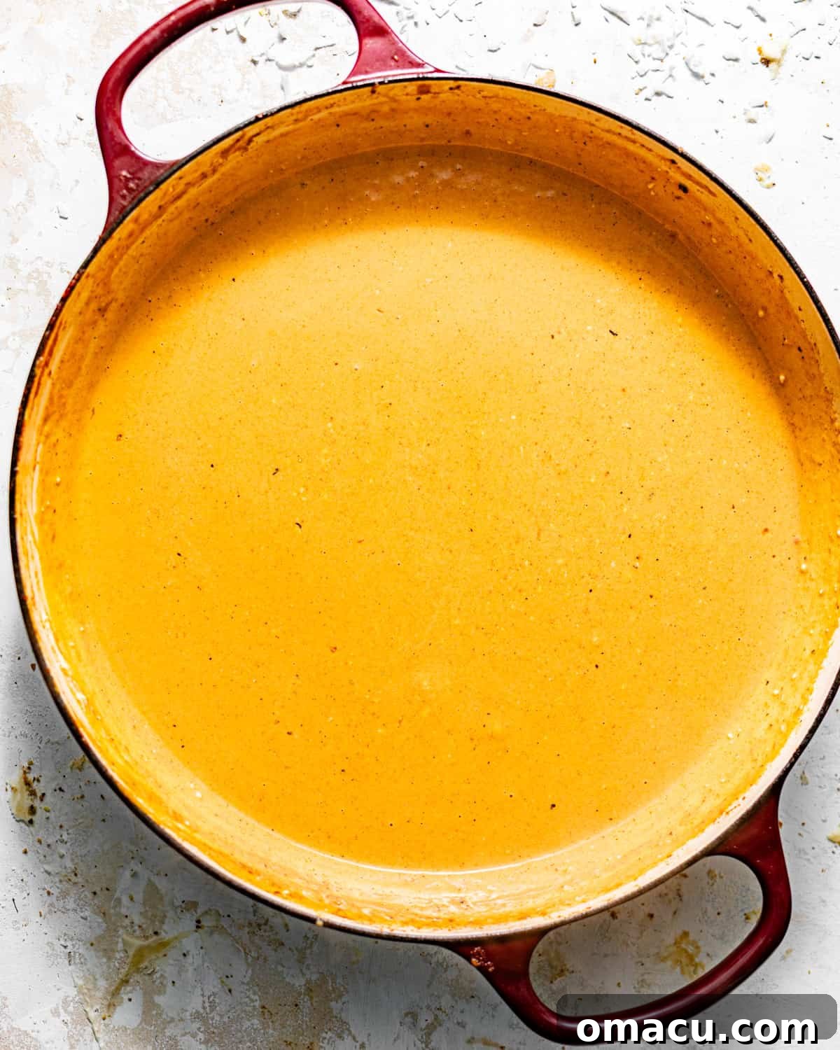 creamy fajita sauce in a skillet.