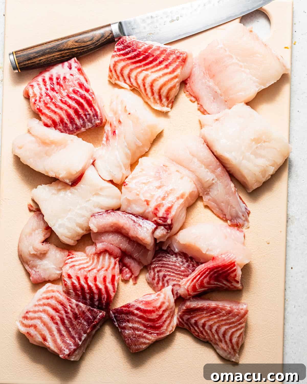 whole catfish fillets cut into two inch nuggets. 