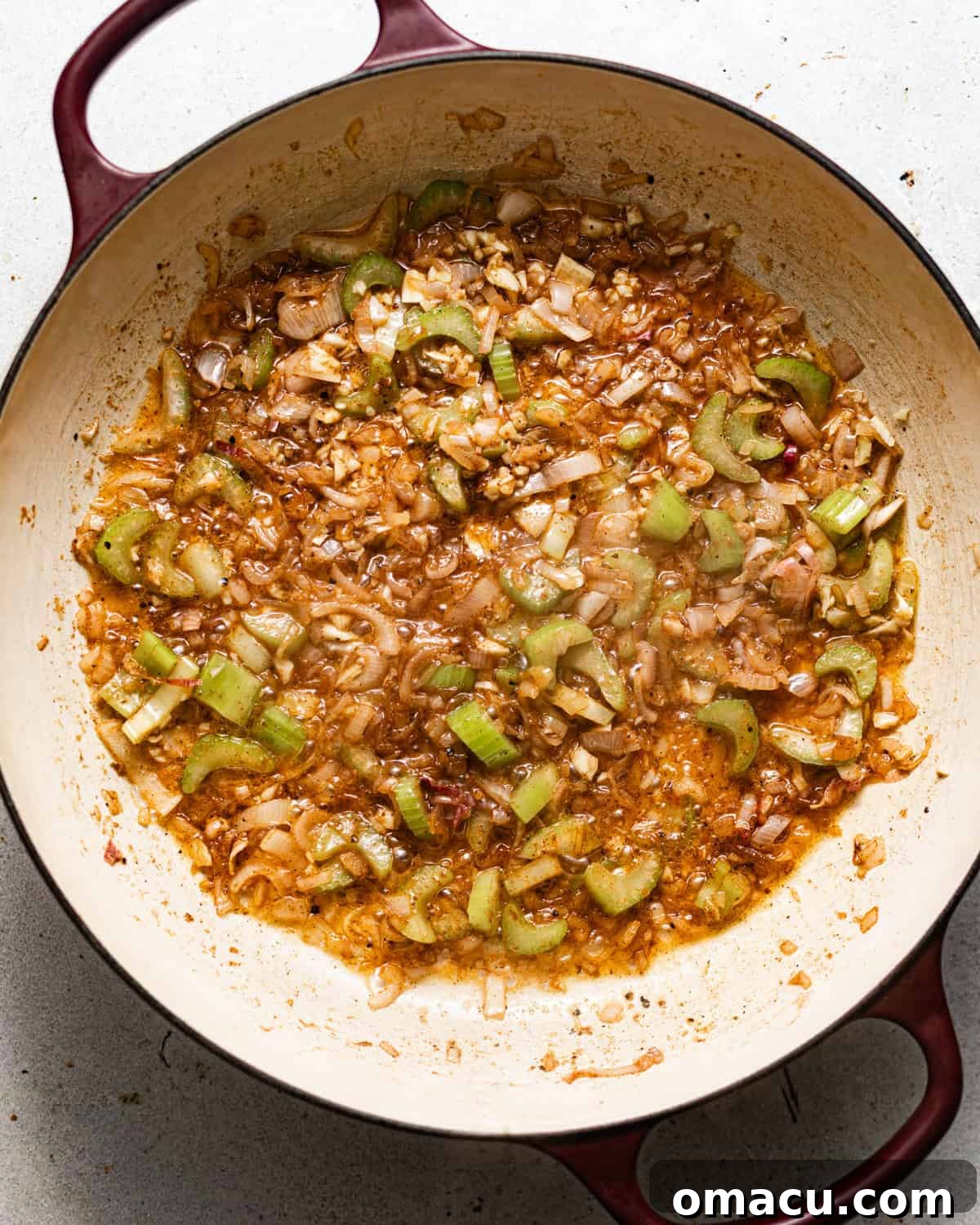 Classic She-Crab Soup: Southern Creamy Crab Recipe 3 celery, shallots, seasonings, and garlic in a large pot sauteed in butter.